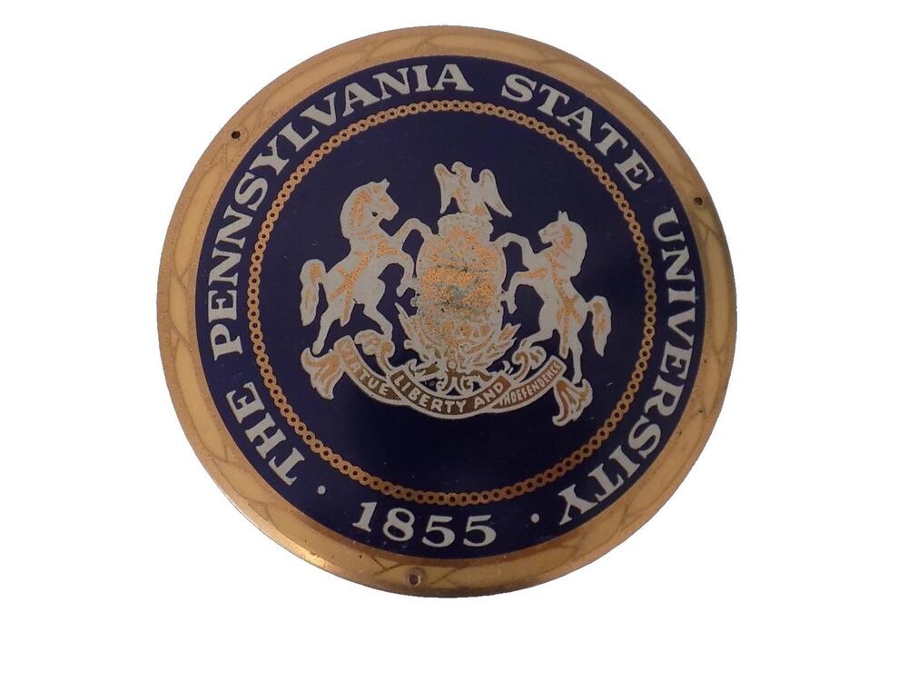 Vintage Pennsylvania State University brass plaque or license plate topper